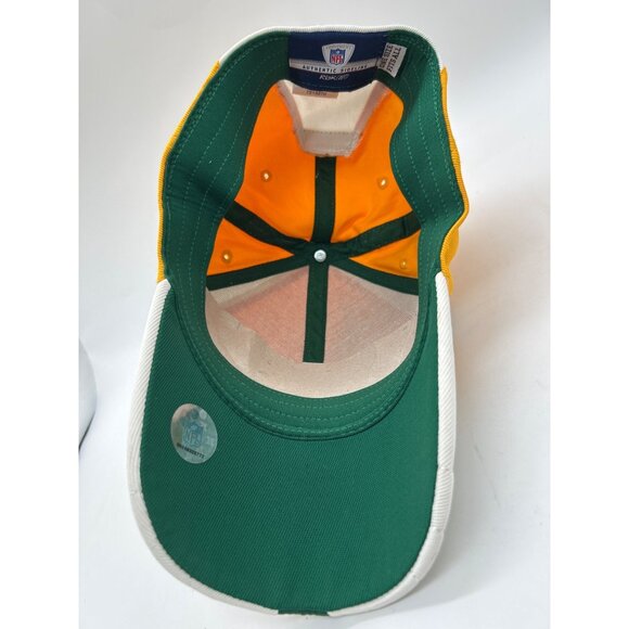 Green Bay Packers Hat OS NFL Reebok Equipment Yellow White Fitted Logo NFC North - Picture 5 of 9